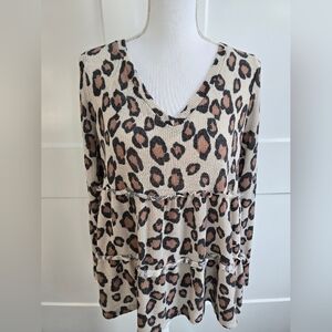 Sew In Love Leopard Print V-Neck Sweater